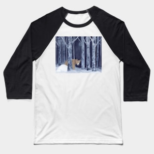 Bear in the Forest Whimsical Watercolor Illustration Baseball T-Shirt